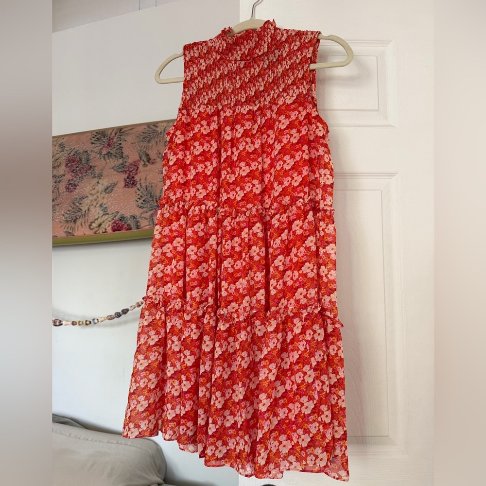 Taylor Red and Pink Floral Dress